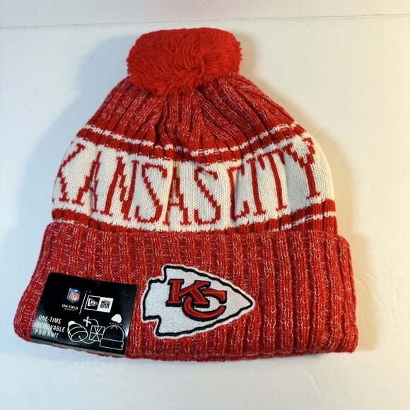 Kansas City Chiefs New Era Winter Knit Hat Beanie Fleece Lined One Size NWT. - Picture 3 of 8